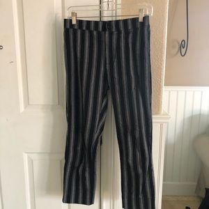 Skinny Stripe Black and White Crop Pants
